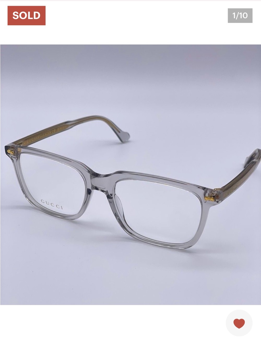 AUTHENTIC Gucci Transparent Frame with Gold-Trim Women's Glasses - Picture 8 of 14